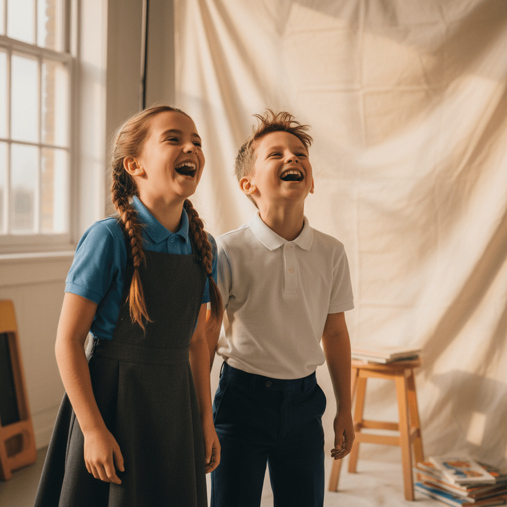 Candid moment of children during photography session